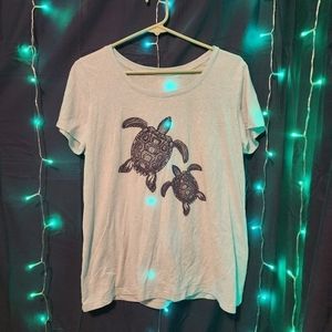 St Johnsons Bay Womans Blue Turt Short Sleeve Shirt